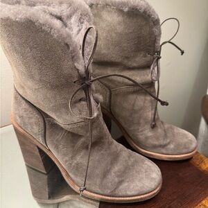UGG Taupe Suede Heeled Boots